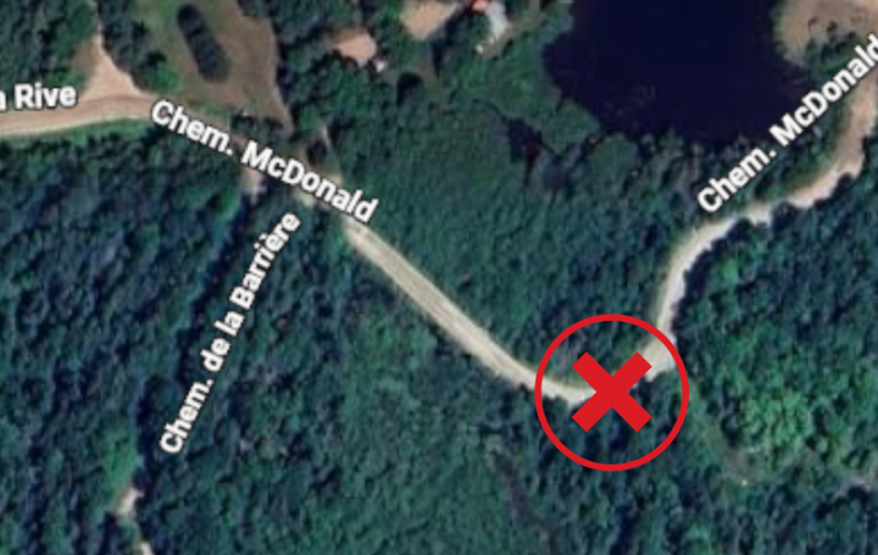 The following roads will be closed: starting at 950 McDonald, de la Rive, de la Barrière, des Piverts and de la Baie-des-Canards