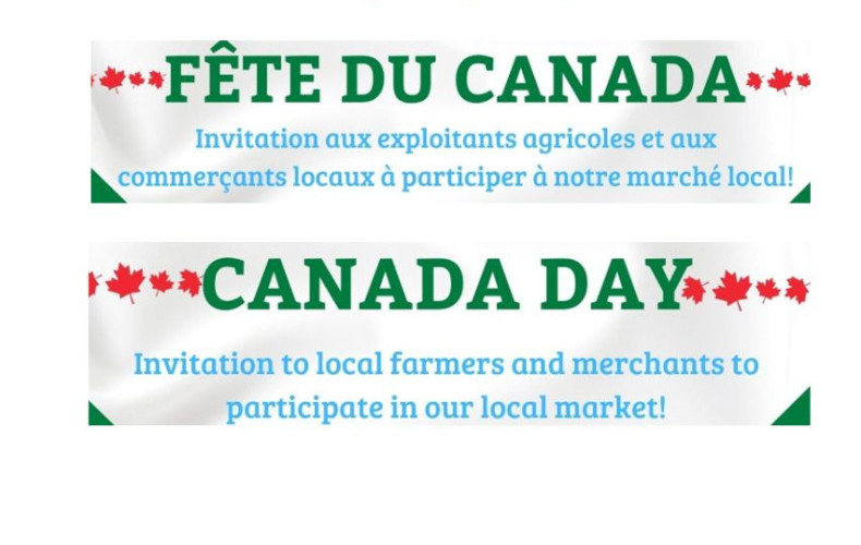 Canada Day - Invitation to local farmers and merchants